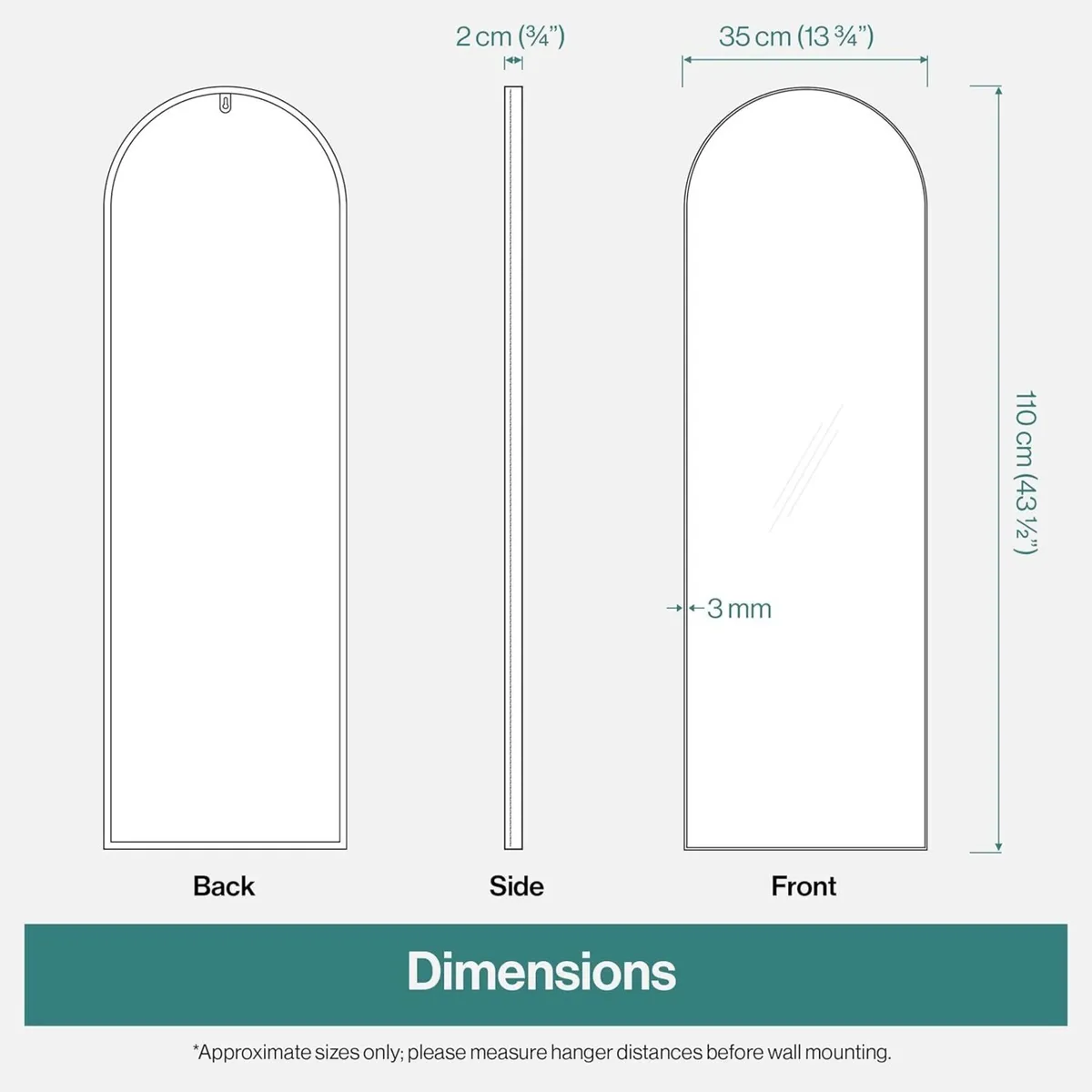 Full Length Arched Mirror Metal Framed Wall - Image 3