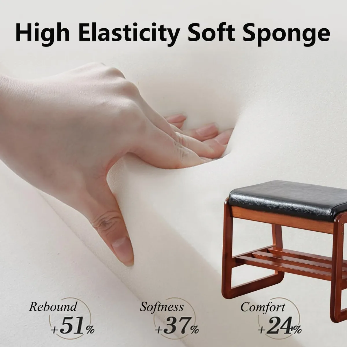 Solid Wood Shoe Bench 2-Tier Wooden Storage - Image 3