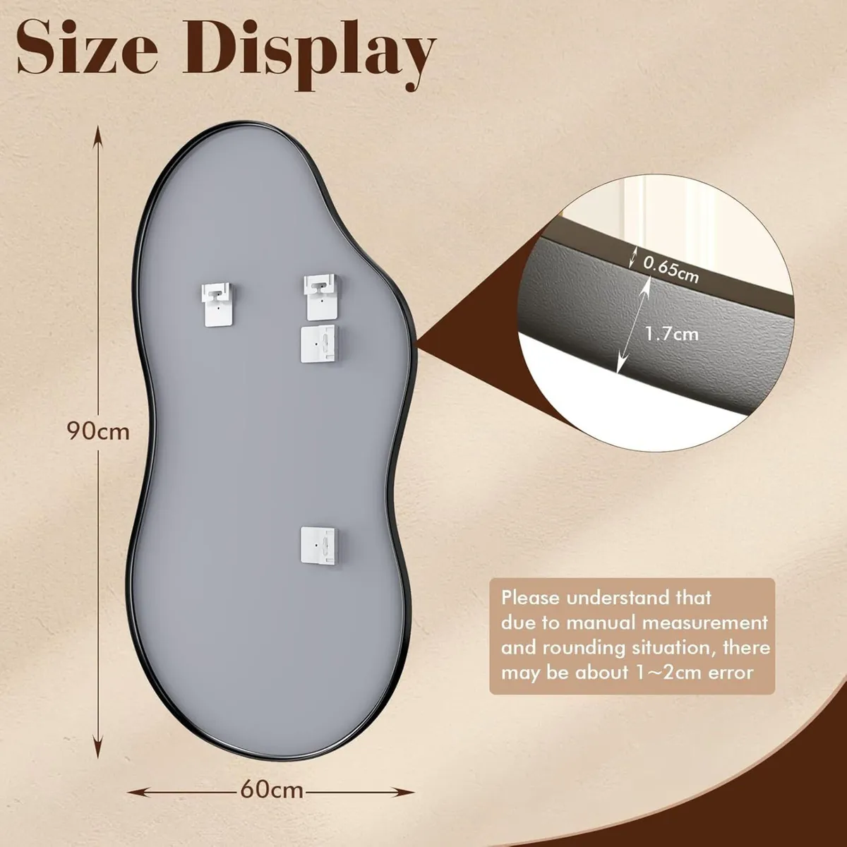 Irregular Asymmetrical Wall Mirror 60x90cm Cloud - Image 2