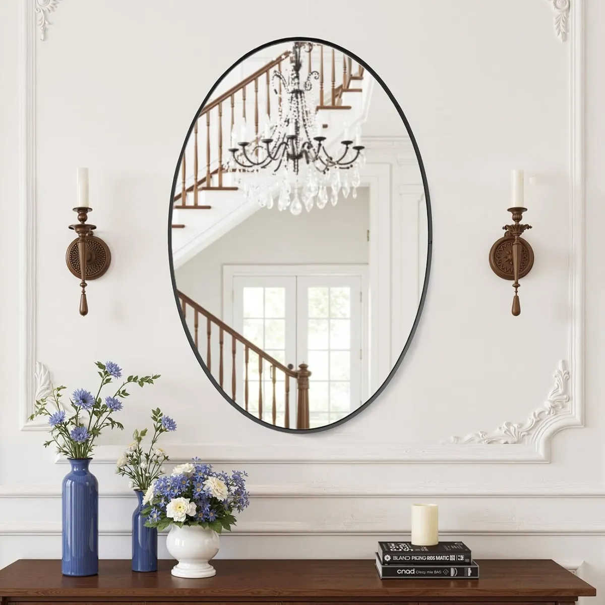 Oval Wall Mirror 61x91 cm Black Wall-Mounted - Image 4
