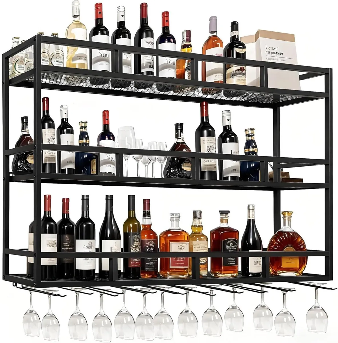 100 cm Modern LED Wine Rack Wall Mounted with - Image 1