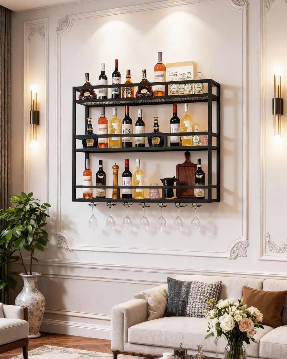 100 cm Modern LED Wine Rack Wall Mounted with - Image 4