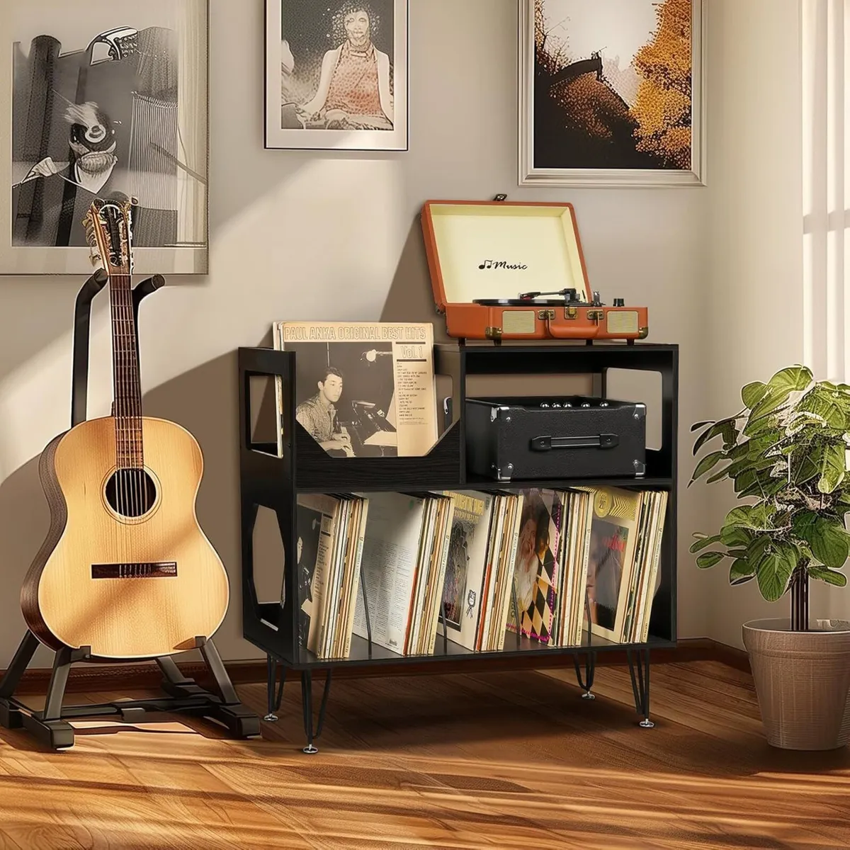 Large Rustic Record Player Stand 2 Tier Table - Image 4