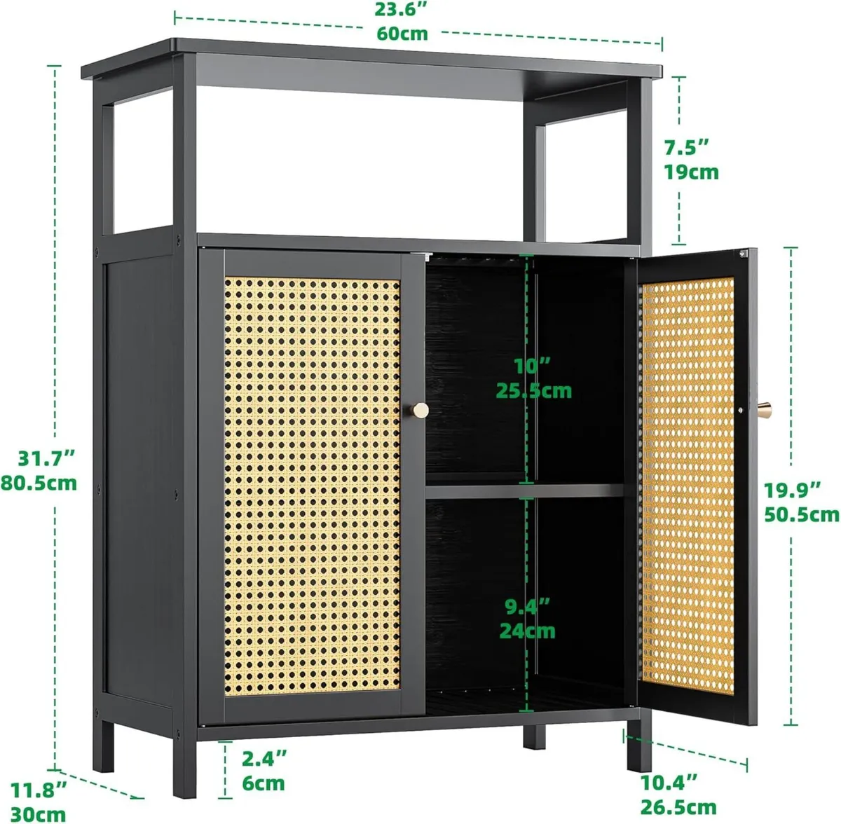 Bamboo Floor Rattan Cabinet Bathroom Storage - Image 3