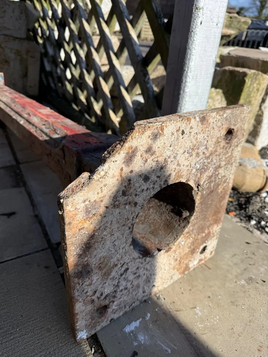 A pair antique cast iron gate posts. - Image 2