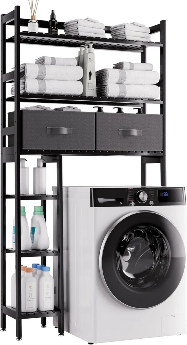 Over-The-Toilet Storage Rack 6-Tier Bamboo Large - Image 1