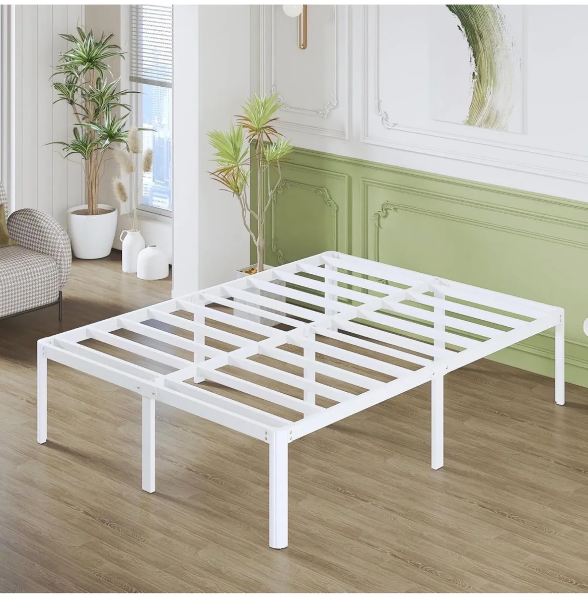 High White King Size Bed Frame 5ft with Rounded Co - Image 1
