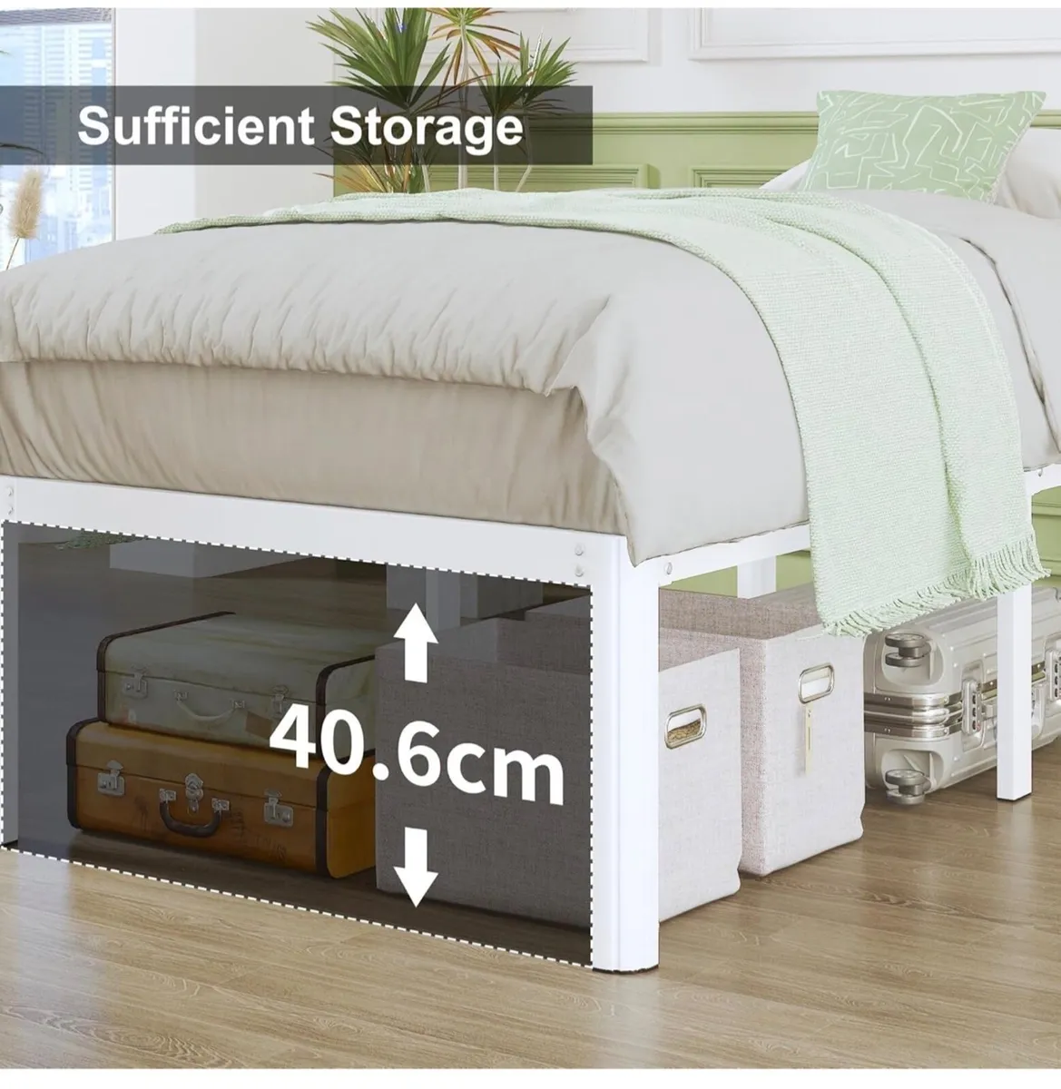 High White King Size Bed Frame 5ft with Rounded Co - Image 3