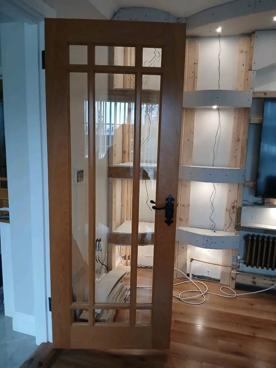 Double oak doors with bevelled glass - Image 3