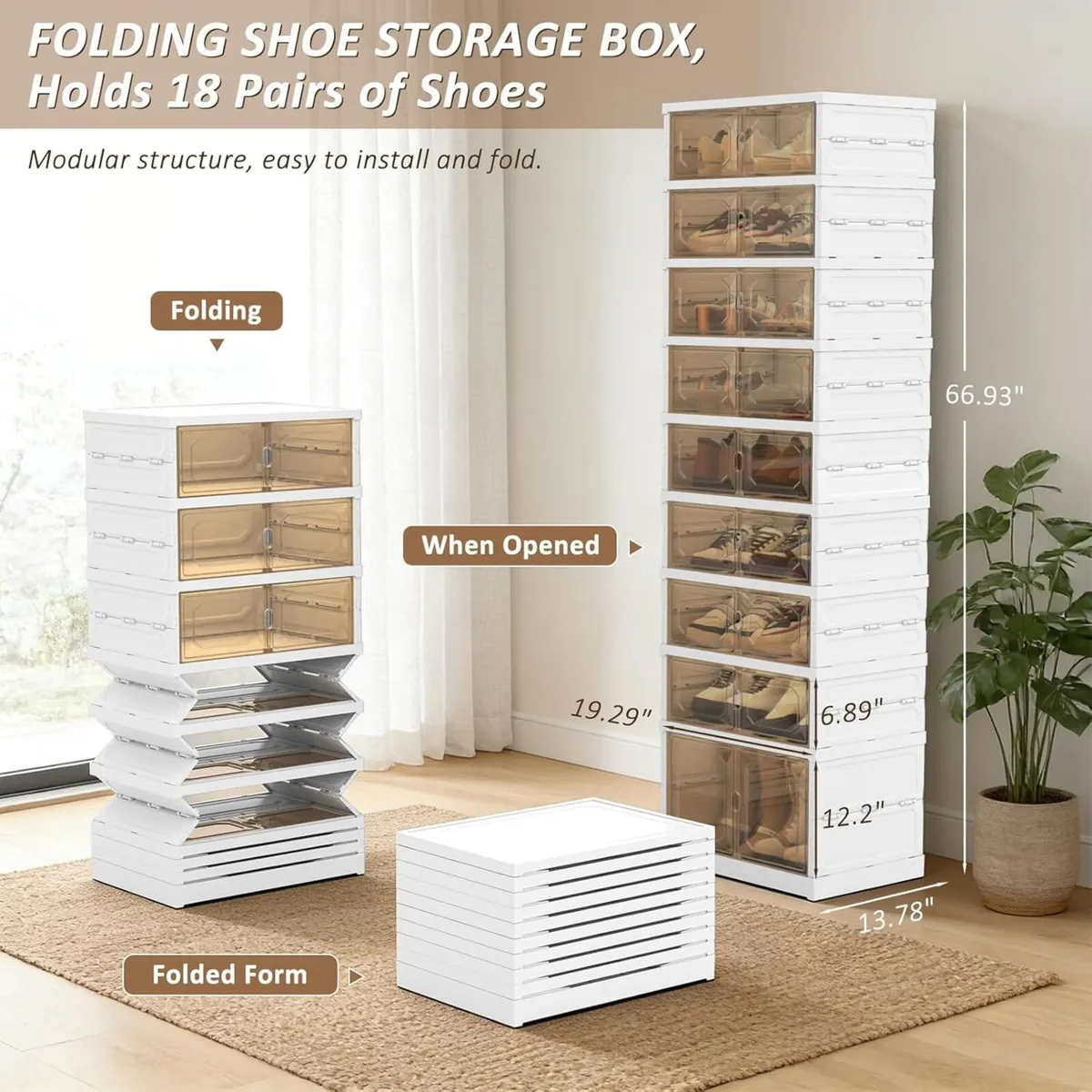 Foldable Stackable Shoe Storage Cabinet 9 Tiers - Image 2