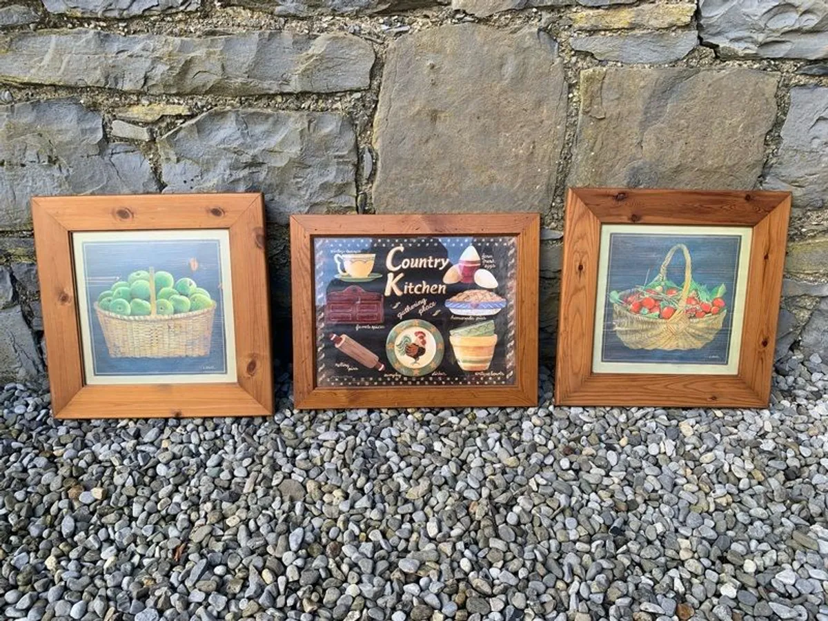 Set of 3 Country Kitchen Framed Prints. - Image 1