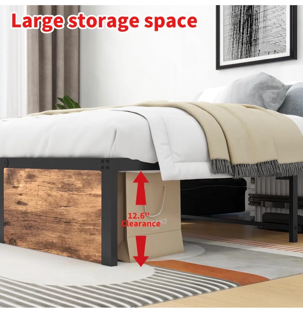 King Size Bed Frame,Metal Bed 150x200cm,5ft - Image 3