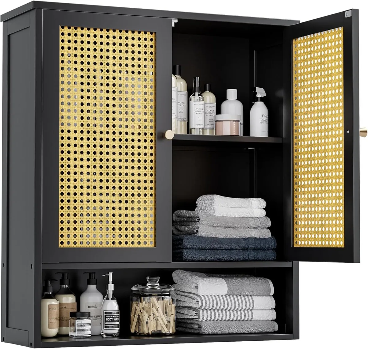 Bathroom Wall Cabinet Bamboo Over-The-Toilet - Image 1