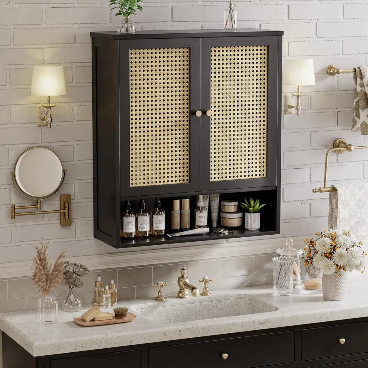 Bathroom Wall Cabinet Bamboo Over-The-Toilet - Image 2