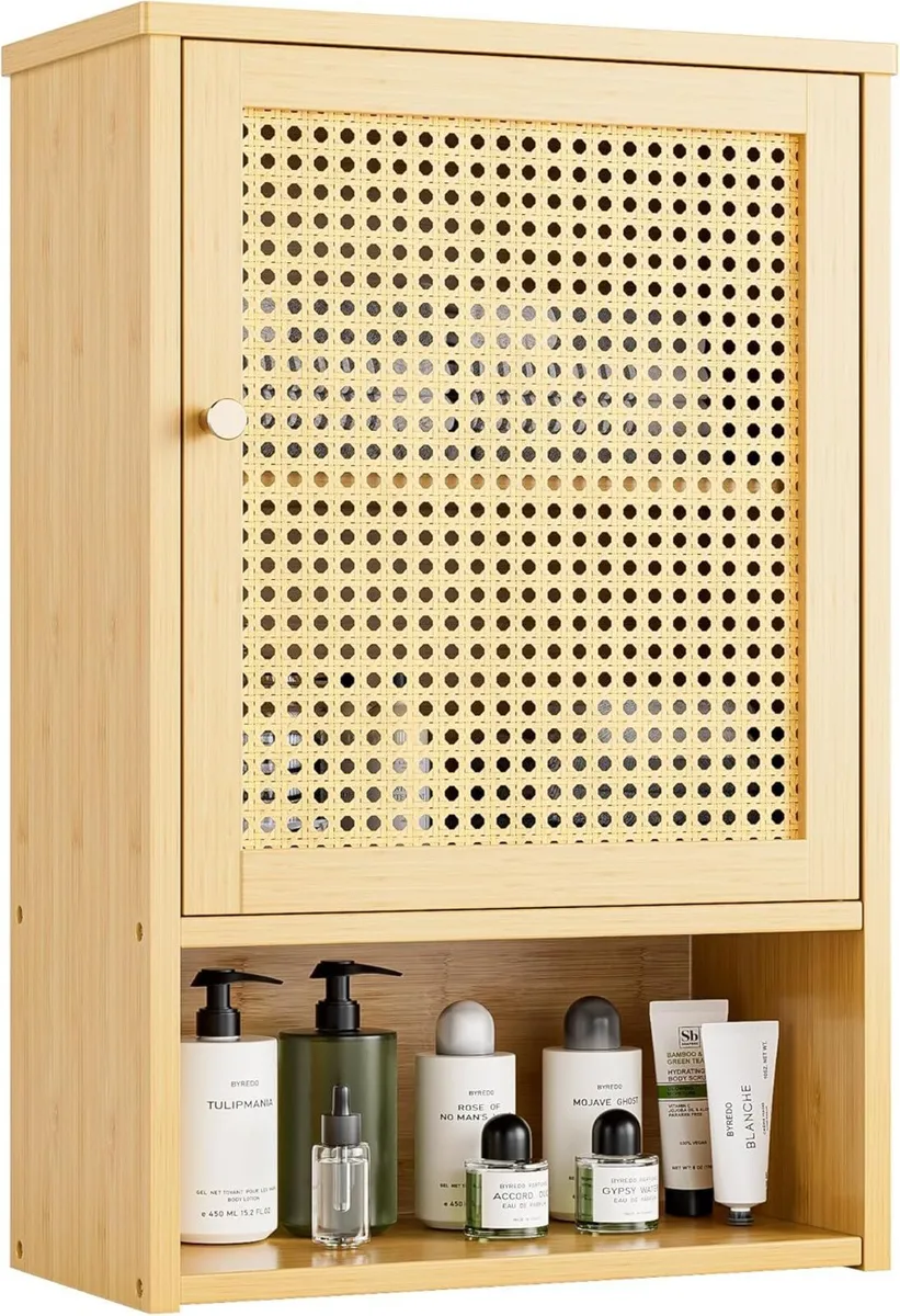 Bathroom Wall Cabinet Bamboo Over-The-Toilet - Image 1