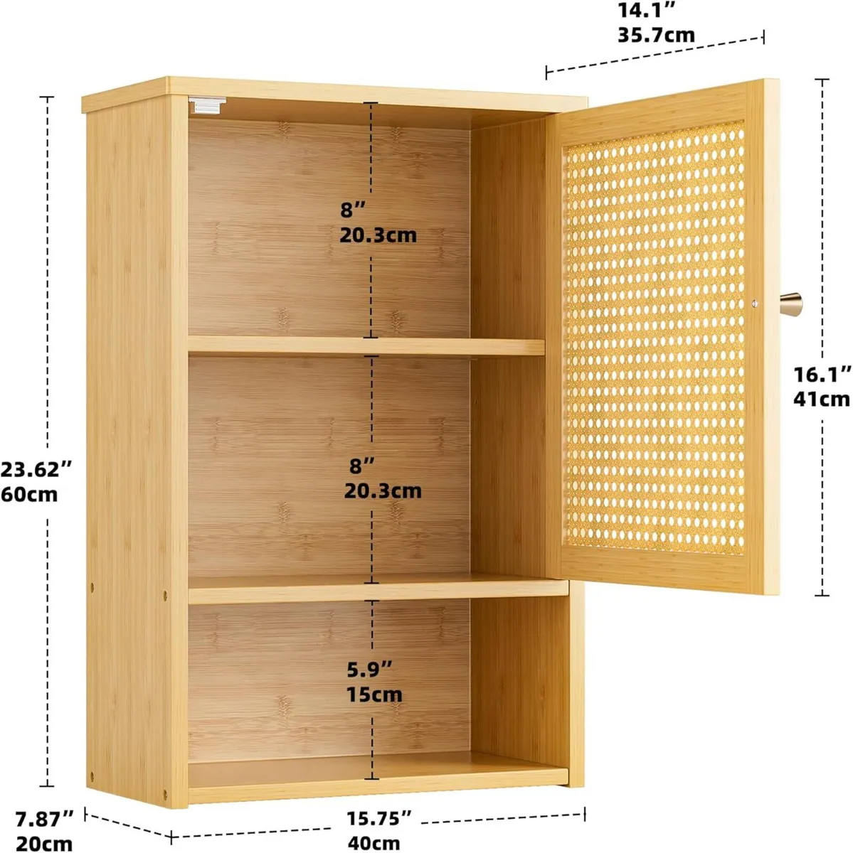 Bathroom Wall Cabinet Bamboo Over-The-Toilet - Image 3