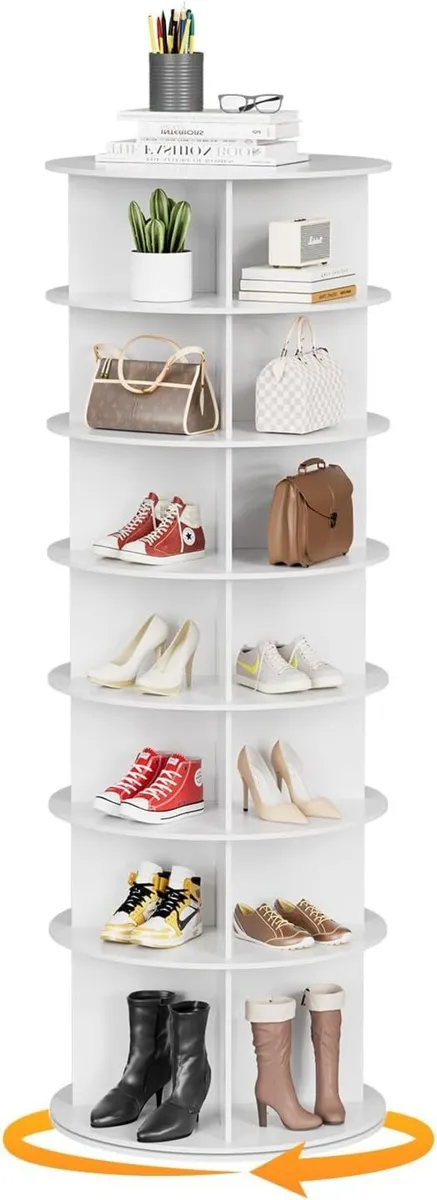 Rotating Shoe Rack Tower 7 Tier Spinning Display - Image 1