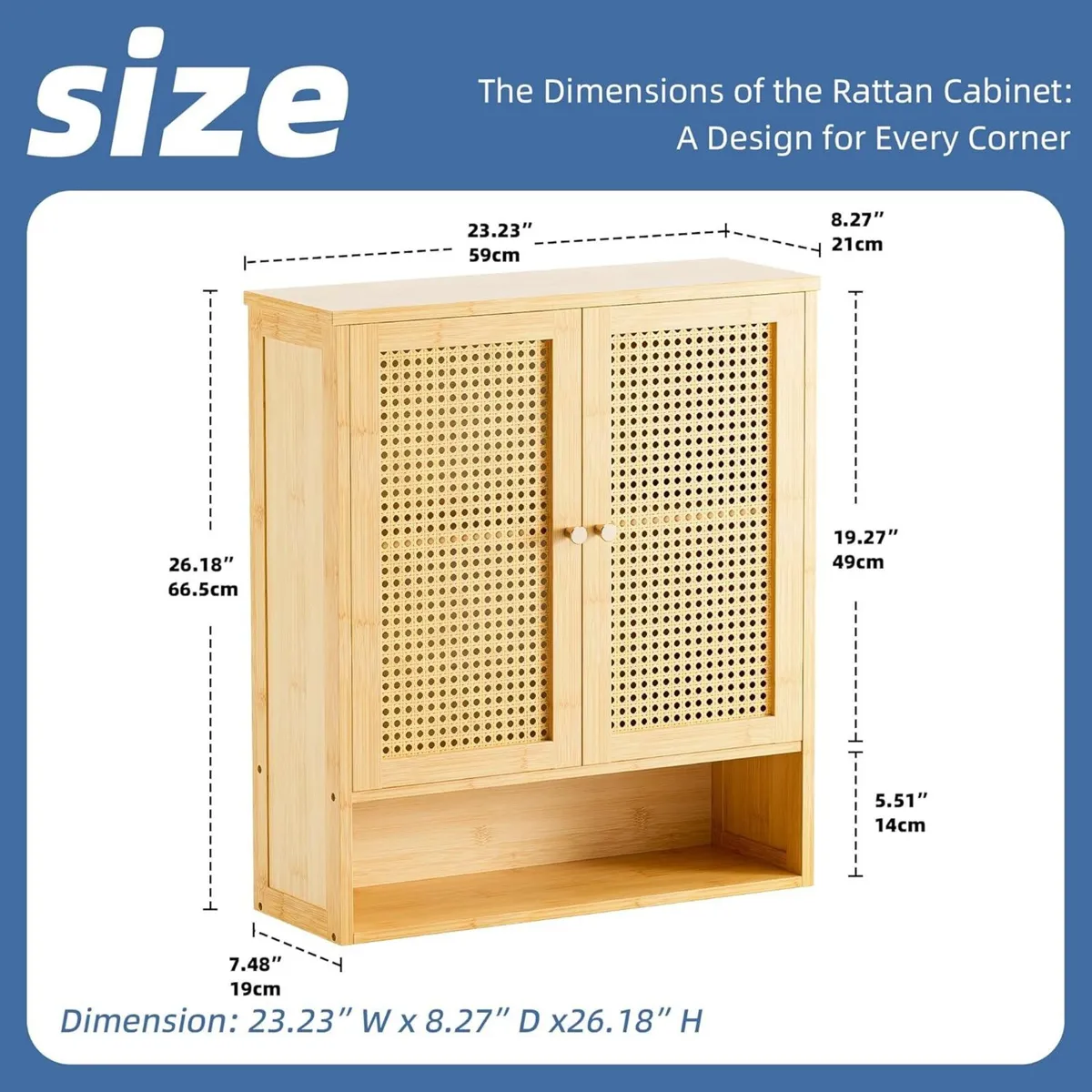 Rattan Bathroom Wall Cabinet Bamboo Medicine - Image 3