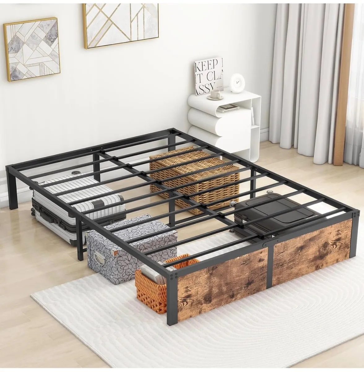 King Size Bed Frame,Metal Bed 150x200cm,5ft - Image 2