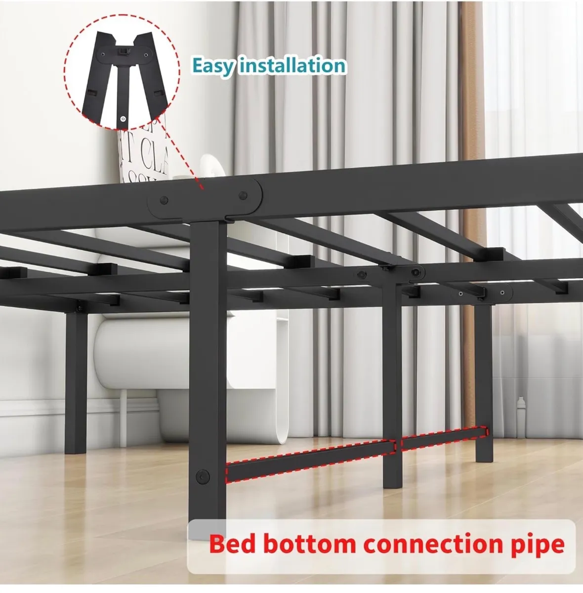 King Size Bed Frame,Metal Bed 150x200cm,5ft - Image 4