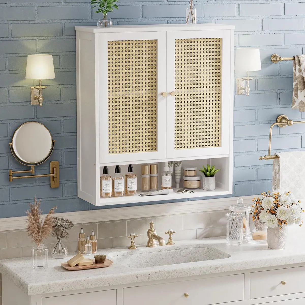 Bathroom Wall Cabinet Bamboo Over-The-Toilet - Image 2