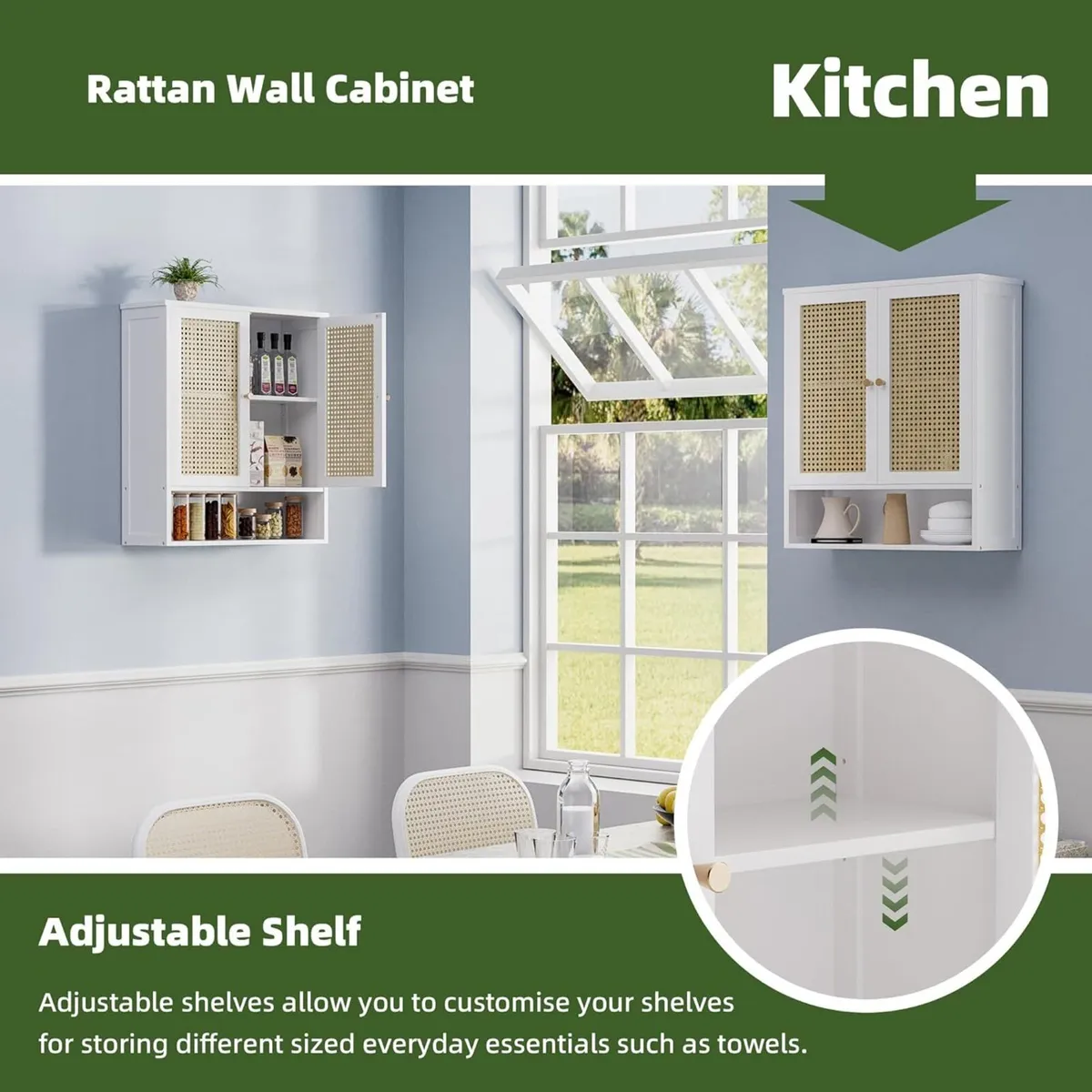 Bathroom Wall Cabinet Bamboo Over-The-Toilet - Image 4