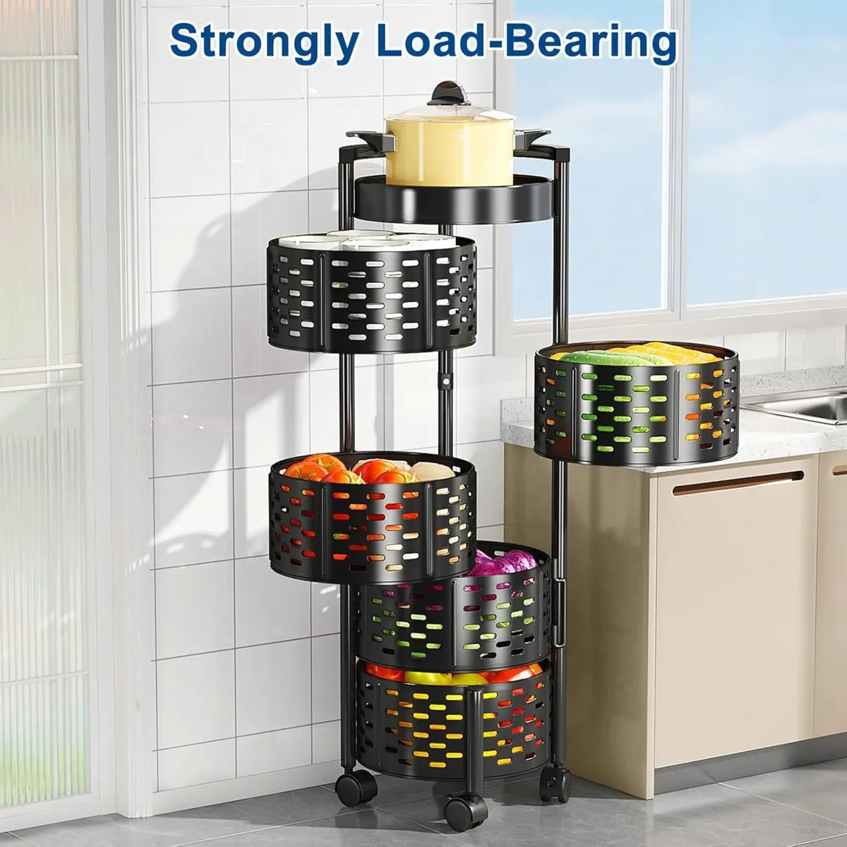 5-Tier 360degrees Rotating Metal Storage Rack - Image 4