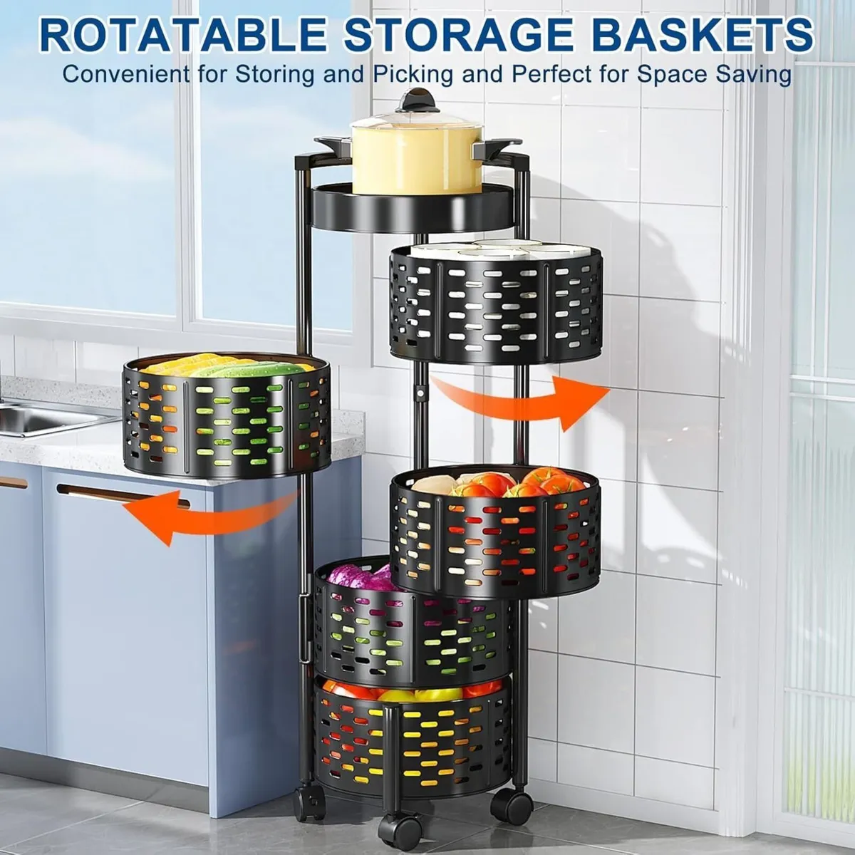5-Tier 360degrees Rotating Metal Storage Rack - Image 3