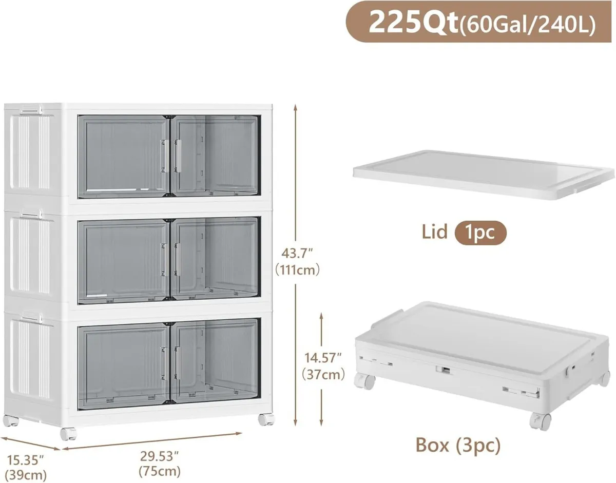 Storage Boxes with Lids 3 Tier 240L Plastic Box - Image 2