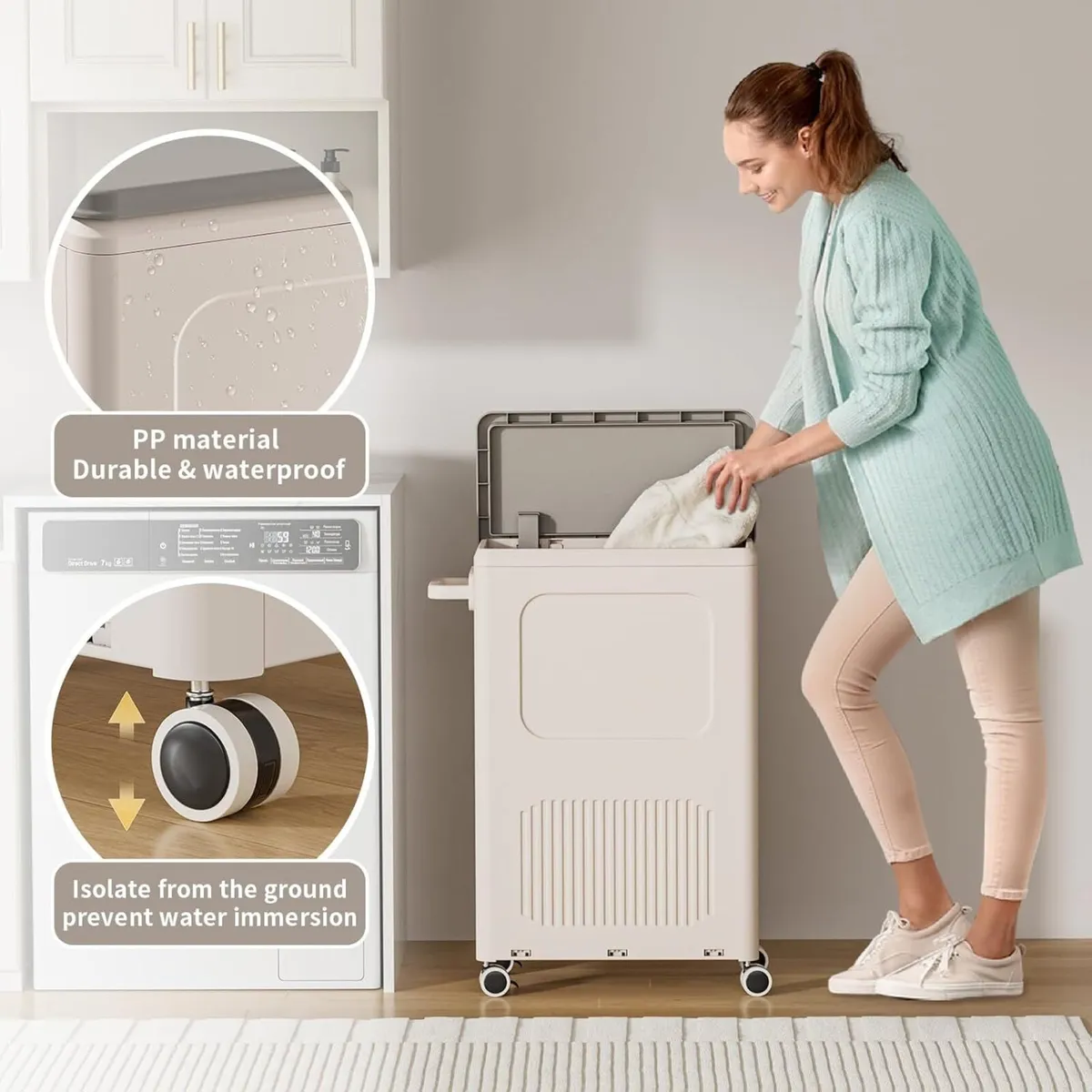 Plastic Laundry Basket with Lid - 50L Washing - Image 4