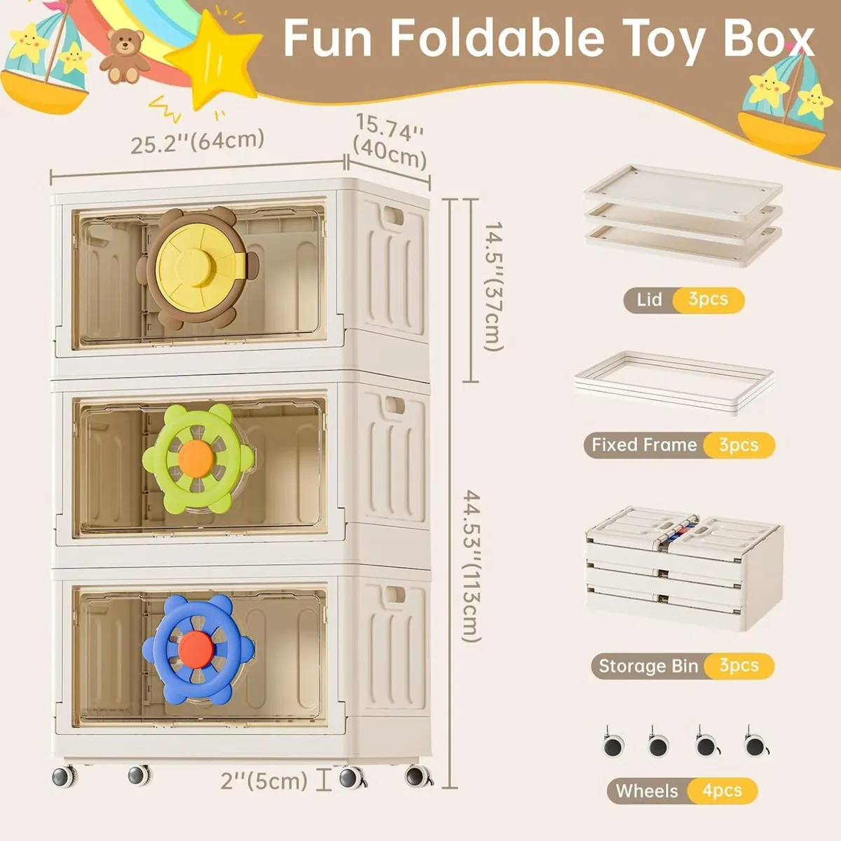 95L Large Toy Box Stackable Clear Storage Boxes - Image 2