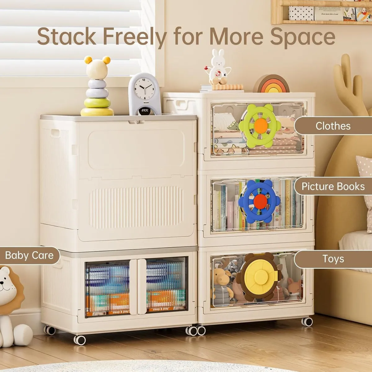 95L Large Toy Box Stackable Clear Storage Boxes - Image 4