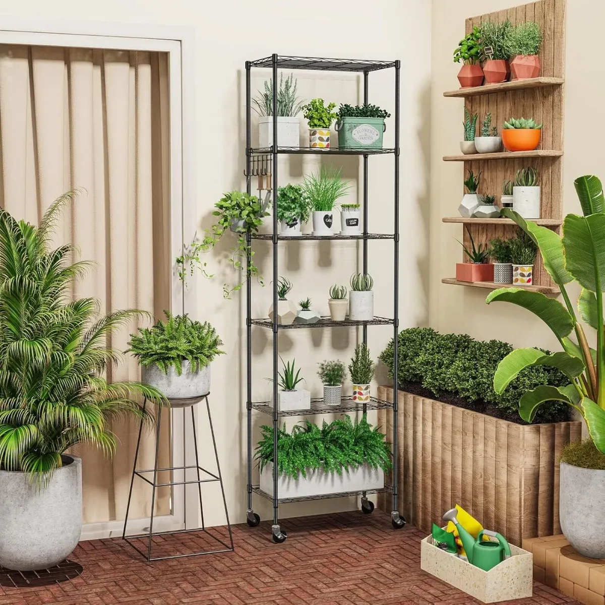 6-Tier Standing Storage Shelf with Wheels Height - Image 4