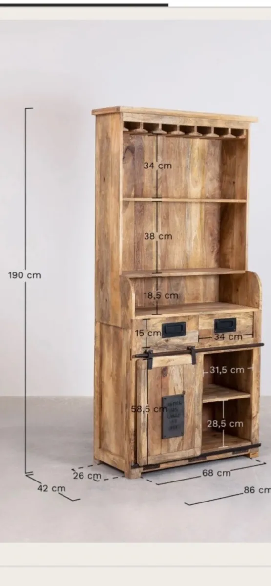 Timber sideboard with two drawers - Image 3