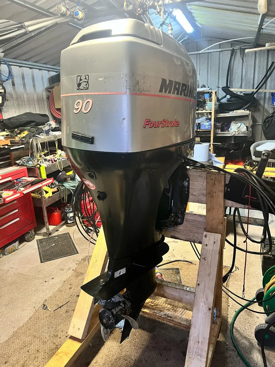 90hp mariner four stroke outboard with controls - Image 1