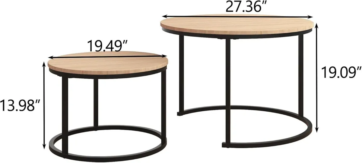 Round Nesting Coffee Table Set of 2 for Living - Image 3