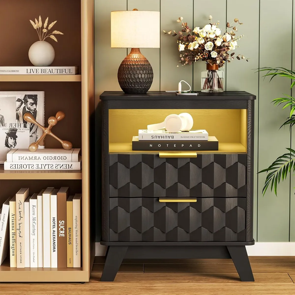 Smart Bedside Table with Charging Station and - Image 1