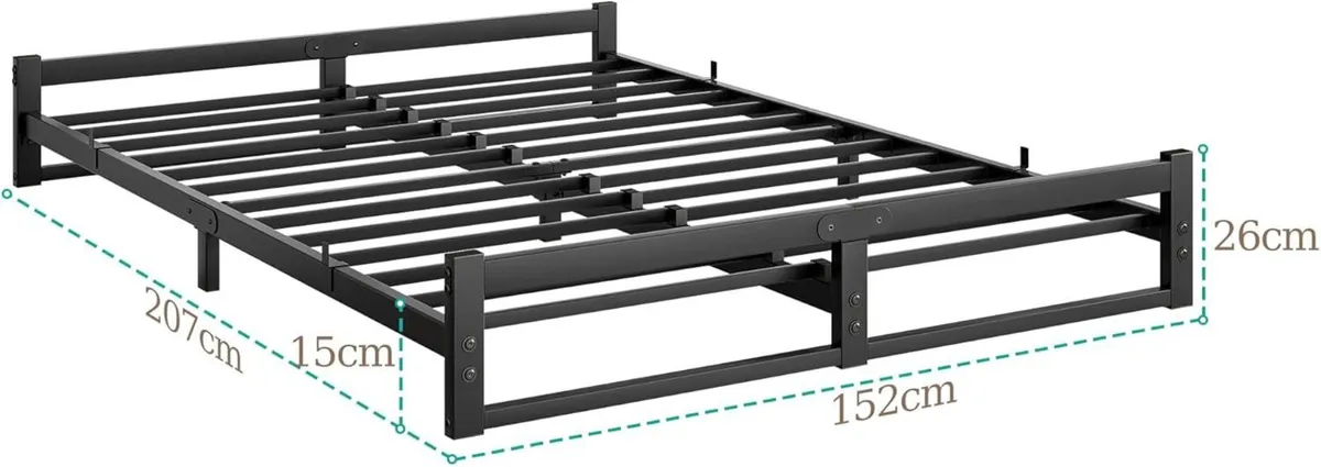 King Size Bed Frame 5ft Floor Base with Steel - Image 2