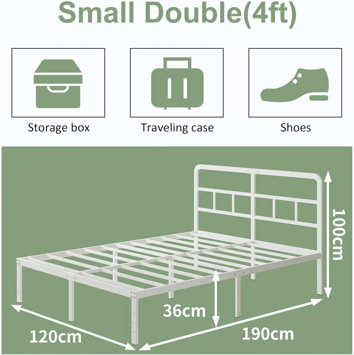 White Small Double Bed Frame 4ft with Curved - Image 2