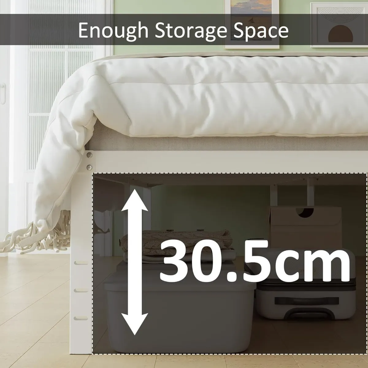 White Small Double Bed Frame 4ft with Curved - Image 4