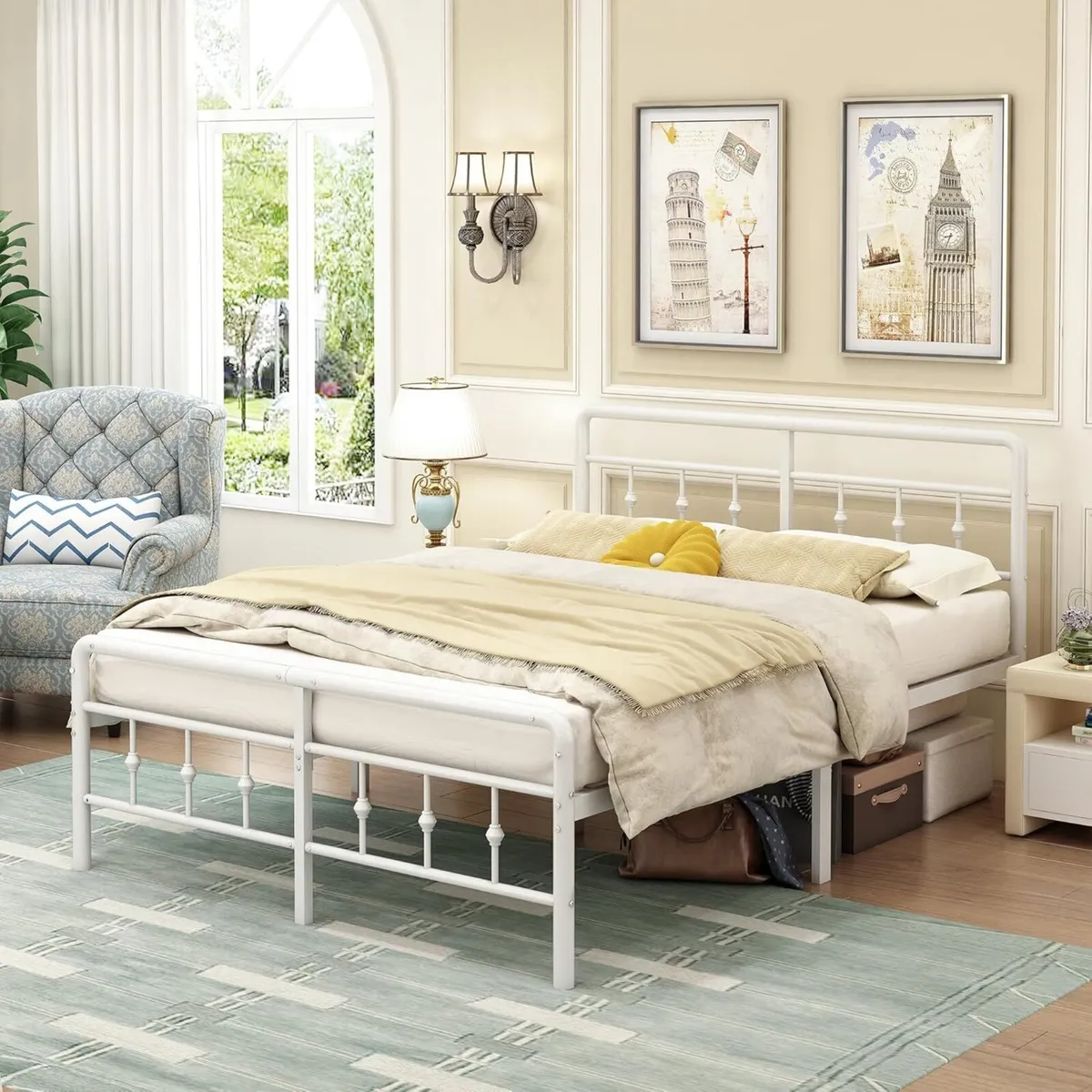 Small Double Bed Frame with Headboard and - Image 1