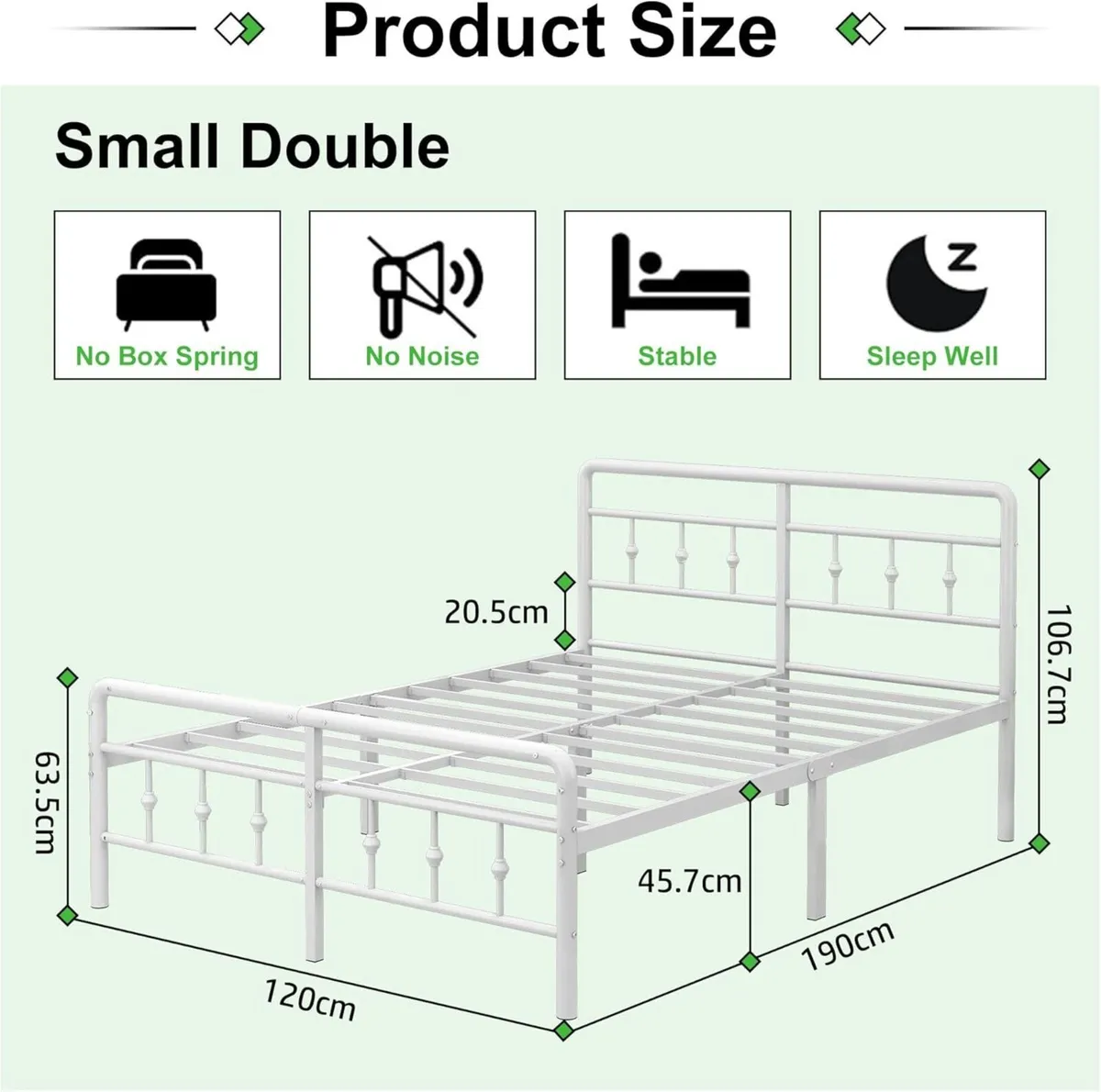 Small Double Bed Frame with Headboard and - Image 2