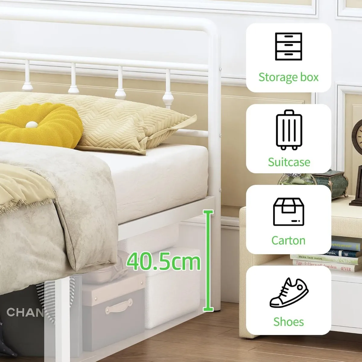 Small Double Bed Frame with Headboard and - Image 3