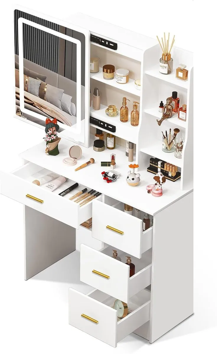 Small Dressing Table with Sliding Mirror Makeup - Image 1