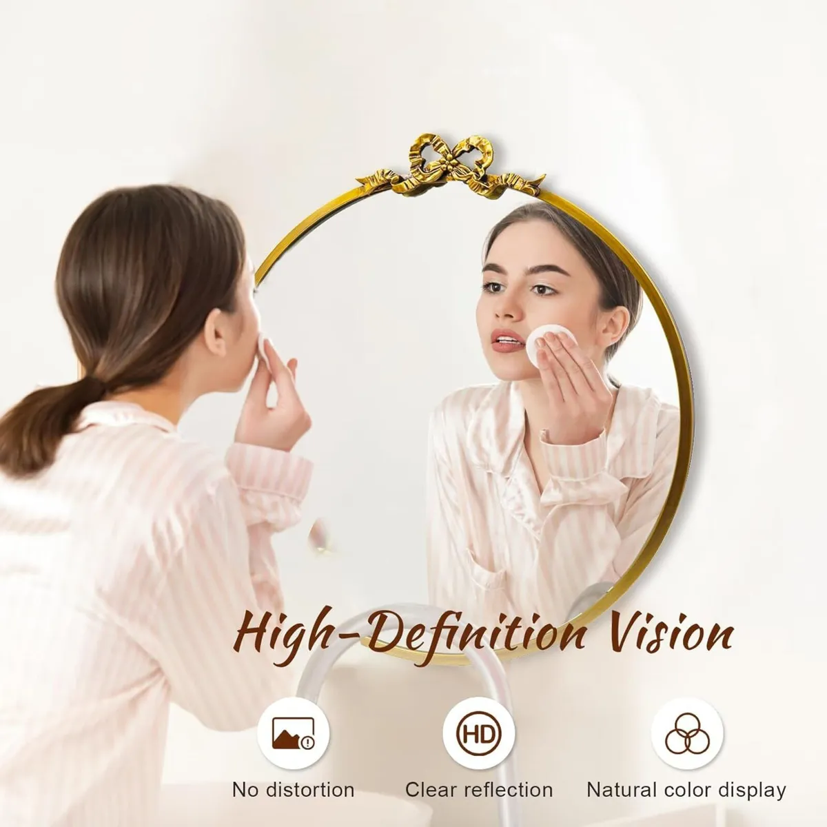 Vintage Round Gold Wall Mirror Bathroom Vanity - Image 4