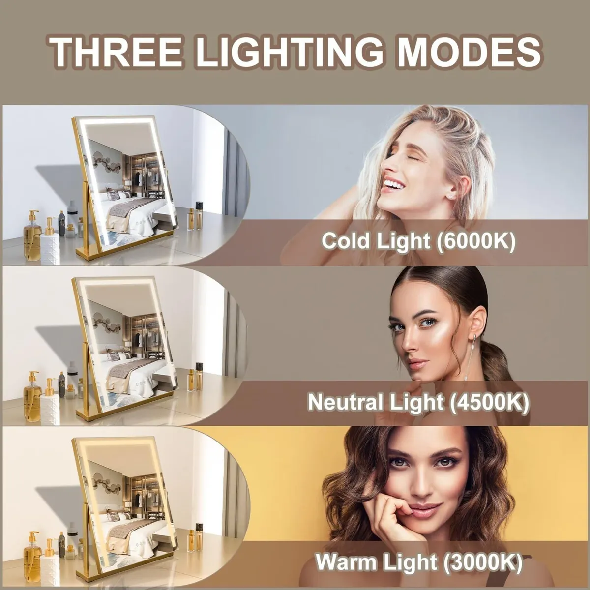 Gold Square dressing table mirror with lights 3 - Image 4