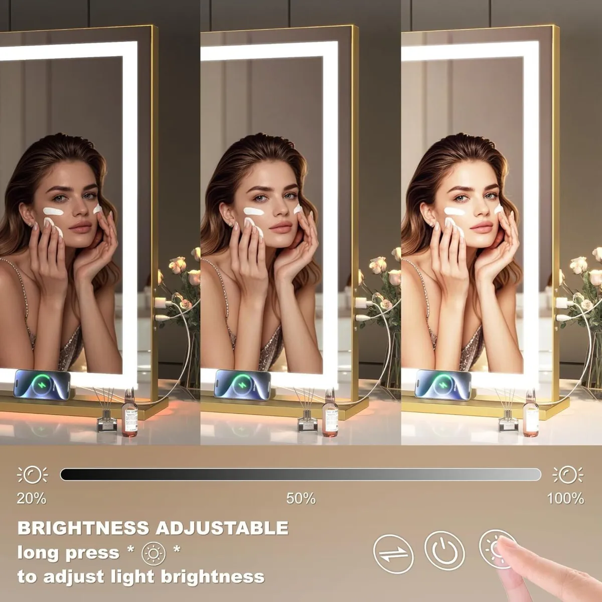 Vanity Mirror with Lights 80 x 55cm LED Makeup - Image 4
