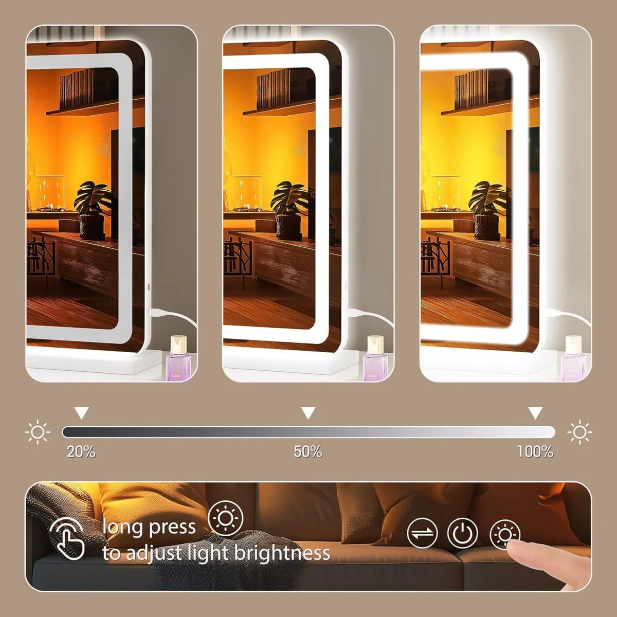 Vanity Mirror with Lights 80 x 50cm LED Makeup - Image 4