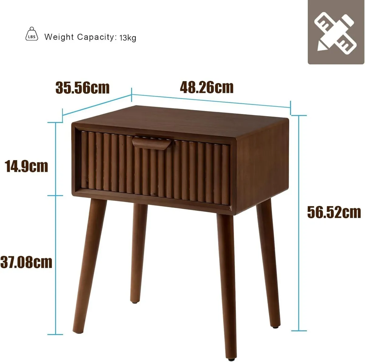 Modern Nightstand with Drawer Fully Assembled - Image 3