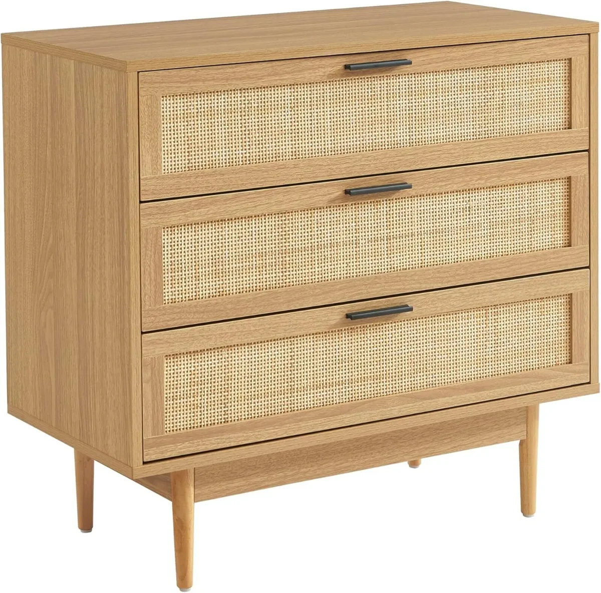 AMANA Chest of drawers oak effect and rattan cane - Image 1
